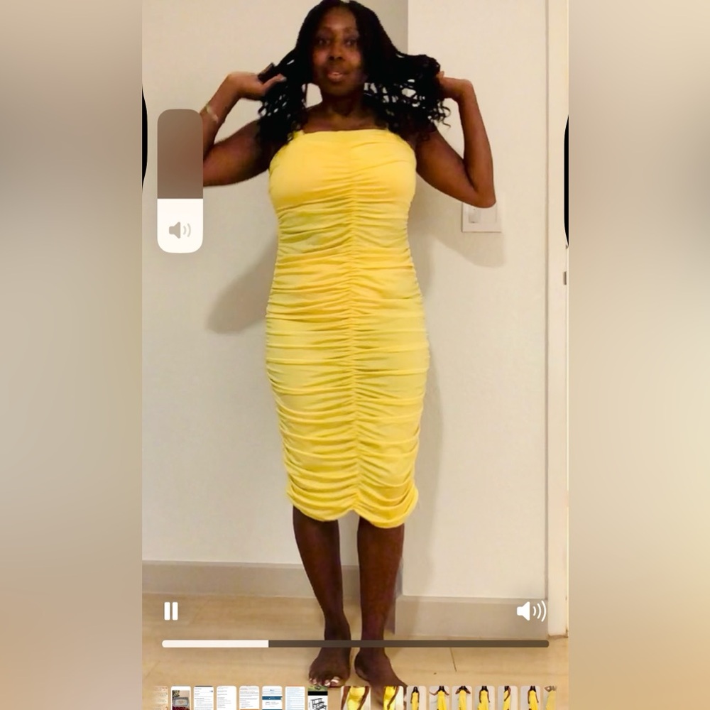 Yellow Ruched Dress - Picture 10 of 14
